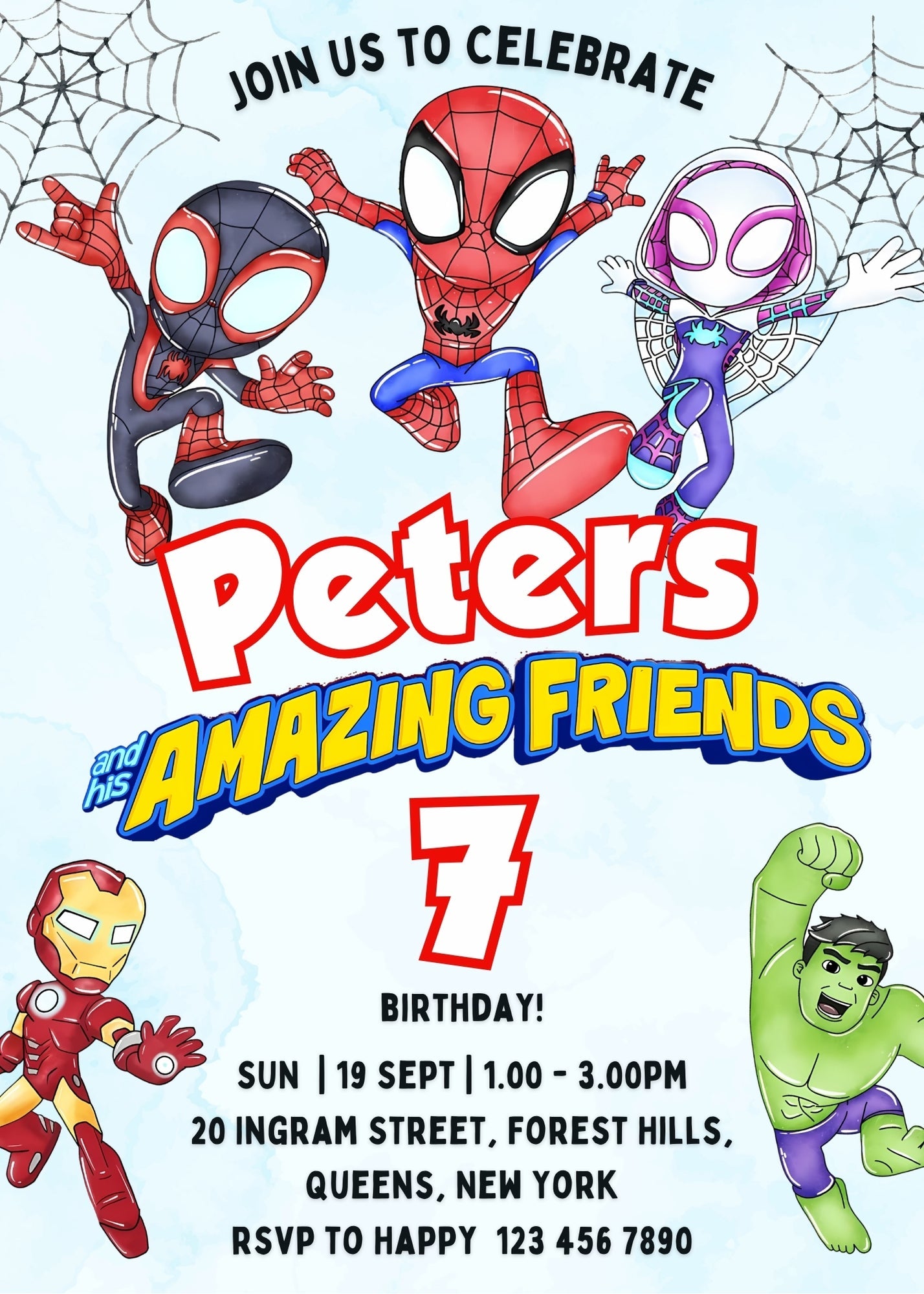 Spiderman Boys Birthday Invitations
