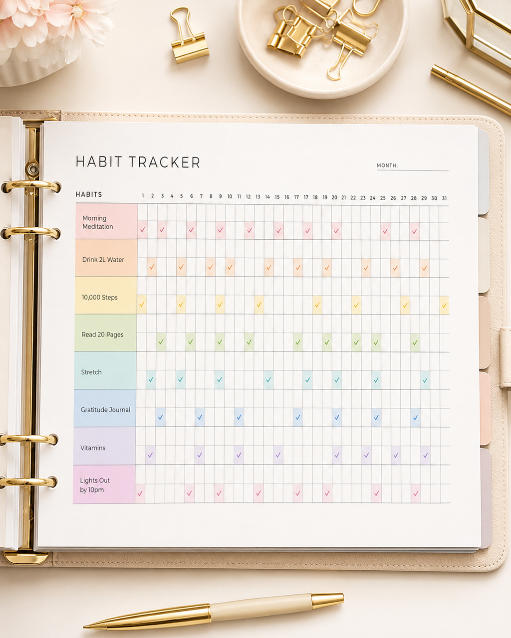 Habit Tracker Printable | Dot Style Circle Tracker | Monthly Chart | A4 & Letter Size | Instant Download