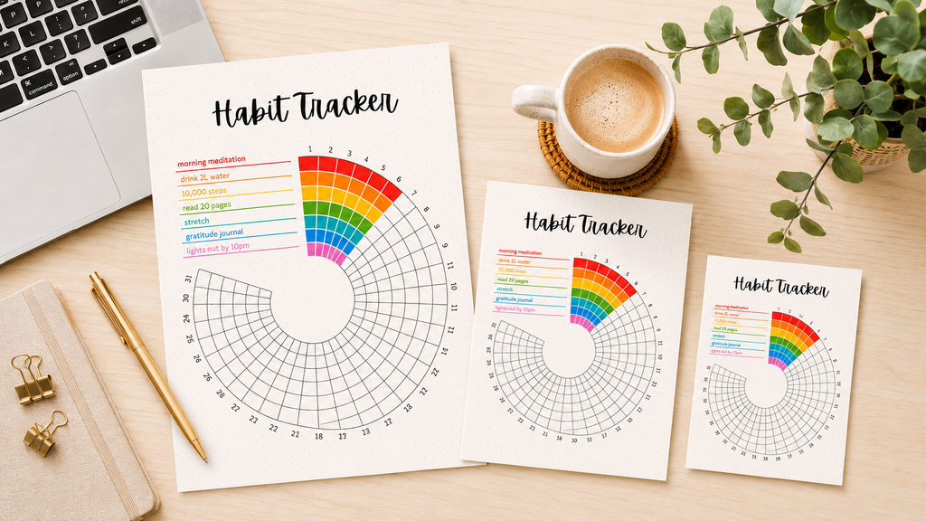 Habit Tracker Printable | Monthly Wheel Tracker | A4 & A5 Planner Pages | Instant Download
