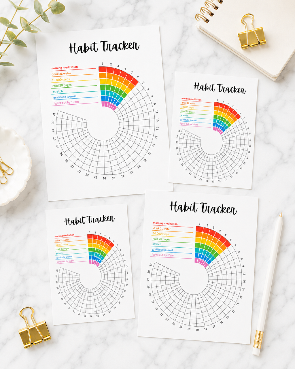 Habit Tracker Printable | Monthly Wheel Tracker | A4 & A5 Planner Pages | Instant Download
