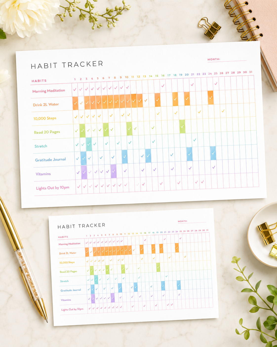Habit Tracker Printable | Dot Style Circle Tracker | Monthly Chart | A4 & Letter Size | Instant Download