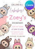Labubu Birthday Invitation Template: Playful Party Invite, Editable Canva Design (5x7 inches, Digital Download)