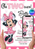 Minnie Mouse Oh Twodles 2nd Birthday Invitation: Editable Canva Template (Digital)
