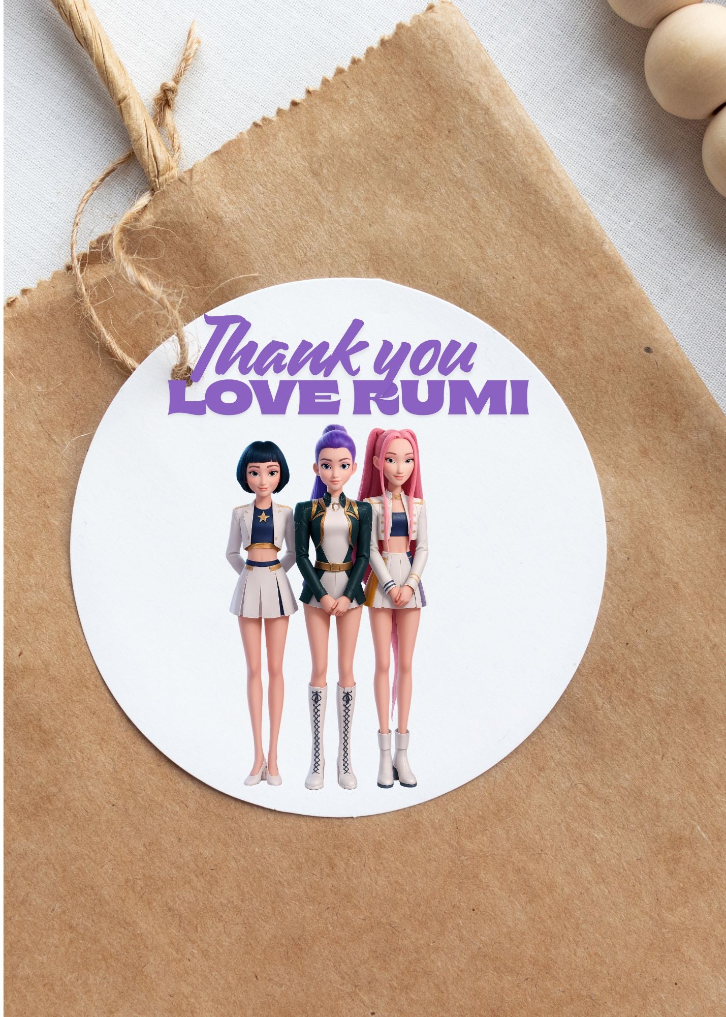 Kpop Birthday Party cake topper, Kpop Demon Hunters Birthday Party, label Template, Printable cake topper Canva Editable pdf