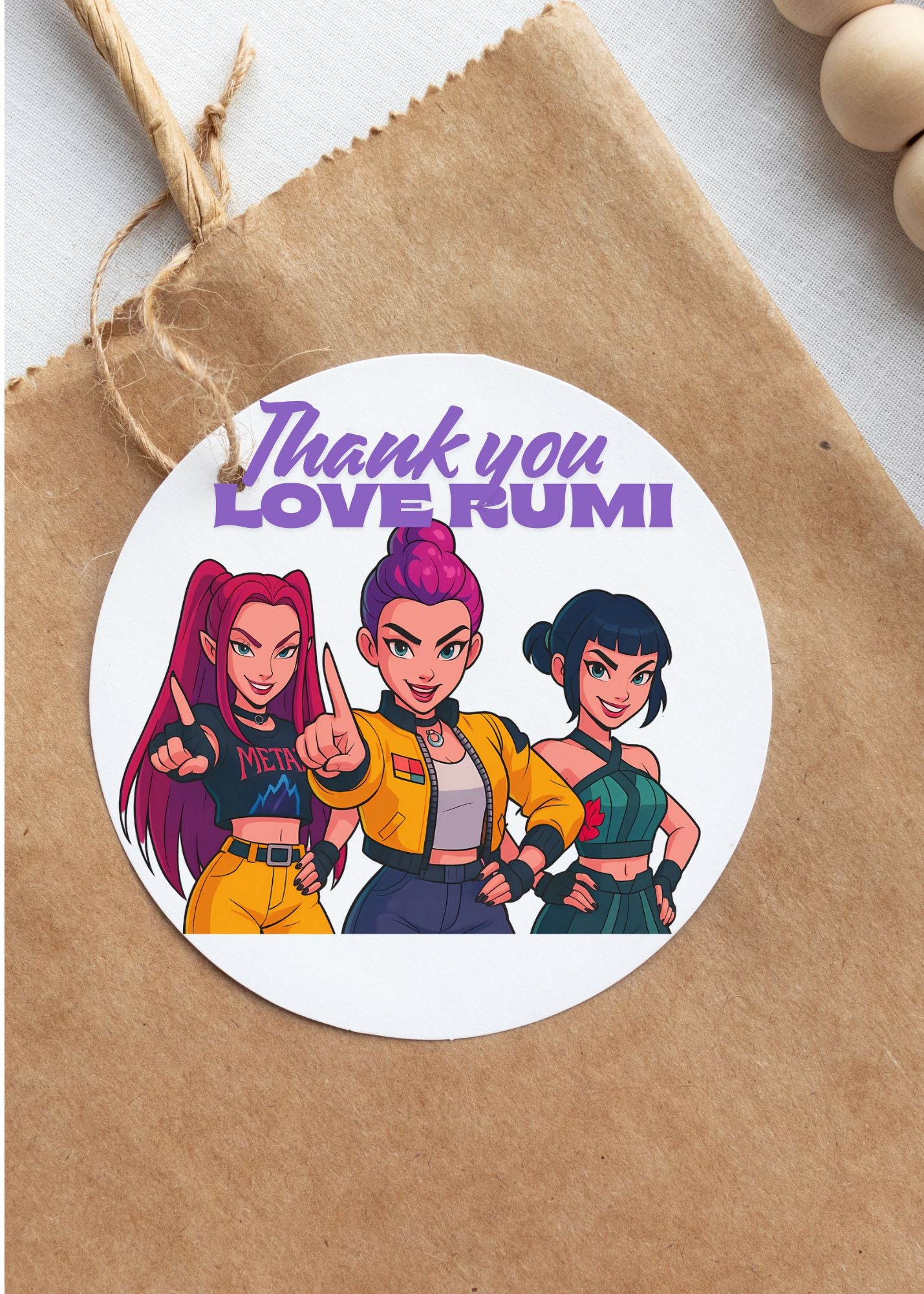 Kpop Birthday Party cake topper, Kpop Demon Hunters Birthday Party, label Template, Printable cake topper Canva Editable pdf