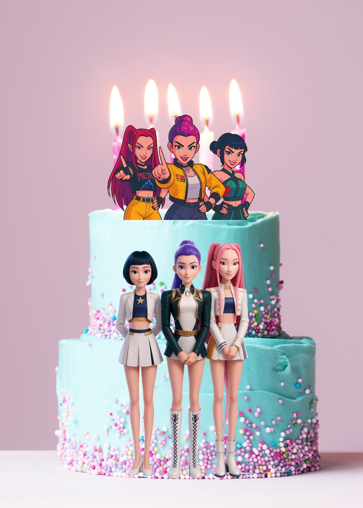 Kpop Birthday Party cake topper, Kpop Demon Hunters Birthday Party, label Template, Printable cake topper Canva Editable pdf
