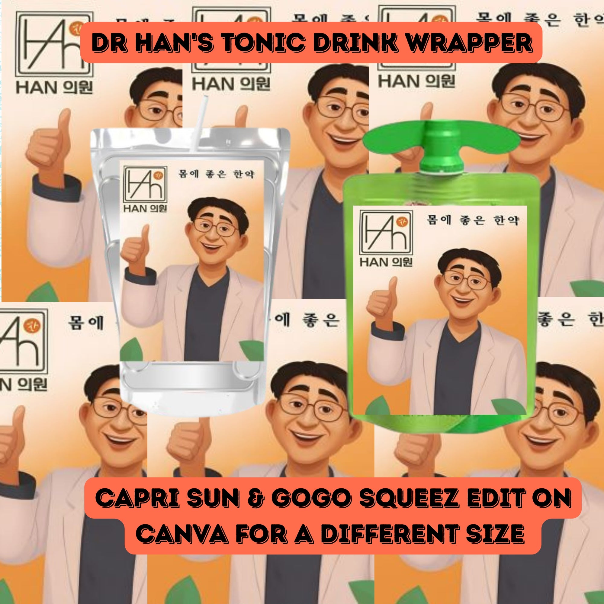 Kpop Demon Hunters, Dr. Han's Tonic Drink Wrapper, Kpop juice Label, Cosplay, huntrix Kpop party Printable, Demon Hunters party