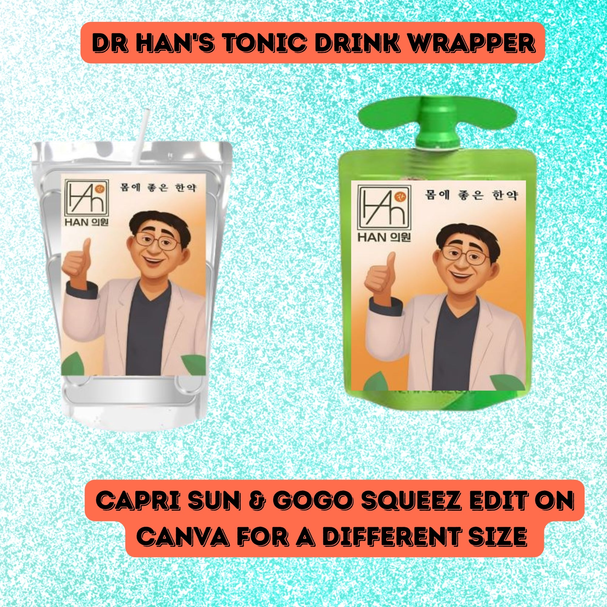 Kpop Demon Hunters, Dr. Han's Tonic Drink Wrapper, Kpop juice Label, Cosplay, huntrix Kpop party Printable, Demon Hunters party