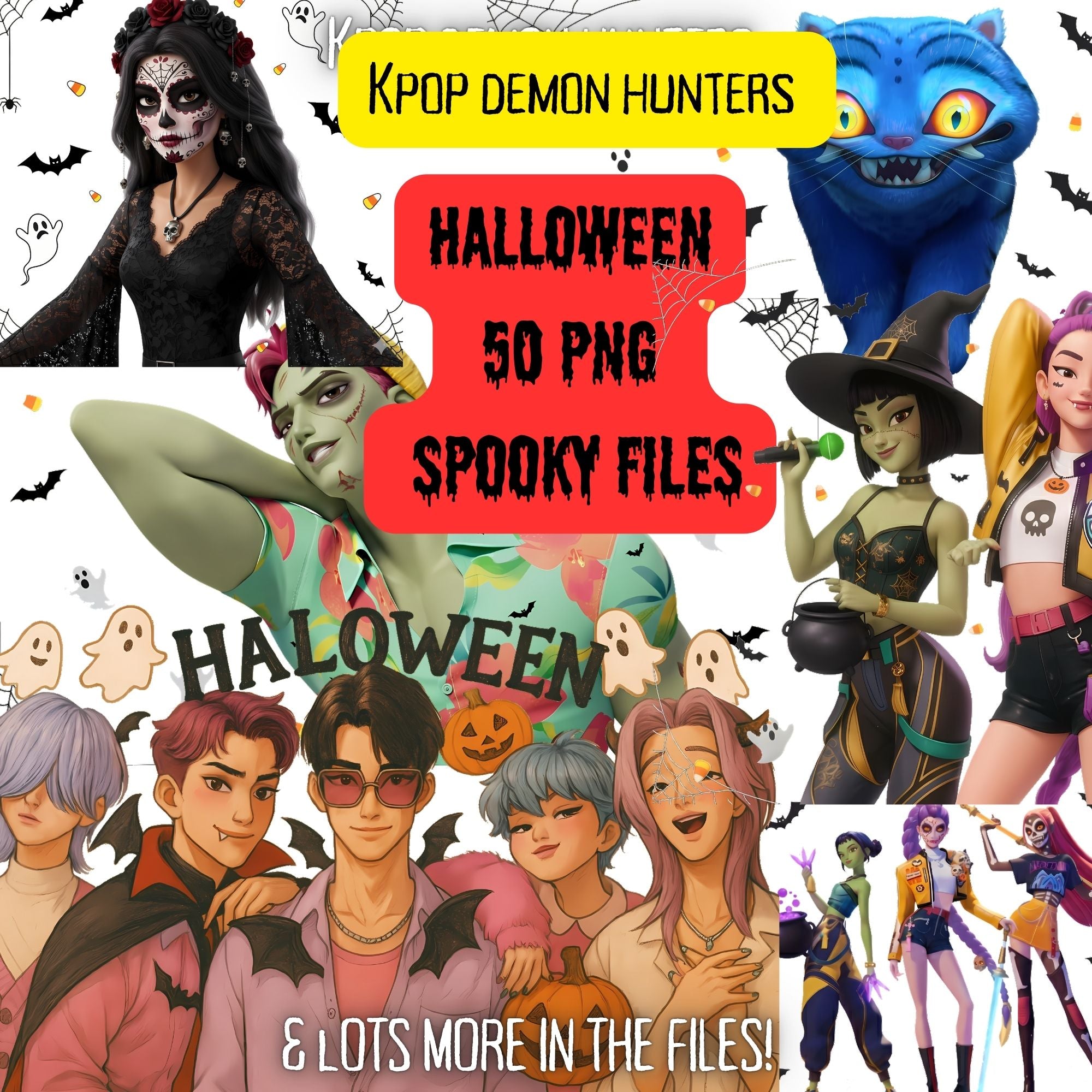 Unleash bold style with our K-Pop and Demon Hunter PNGs! High-resolution digital downloads perfect for sublimation, t-shirts, stickers and crafts. Featuring anime-inspired idols and fantasy art — instant download, transparent background, commercial-use ready!