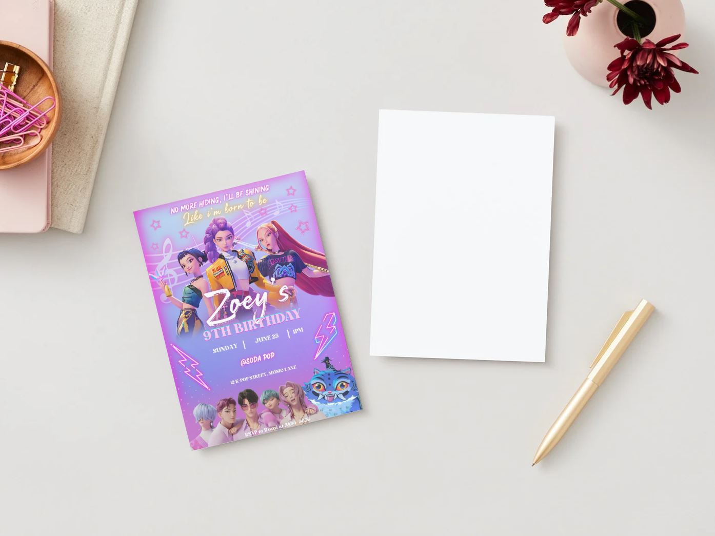 Kpop Demon Hunters Birthday Party, Birthday Party Invitation, Invitation Template, Printable Invite, Canva Editable