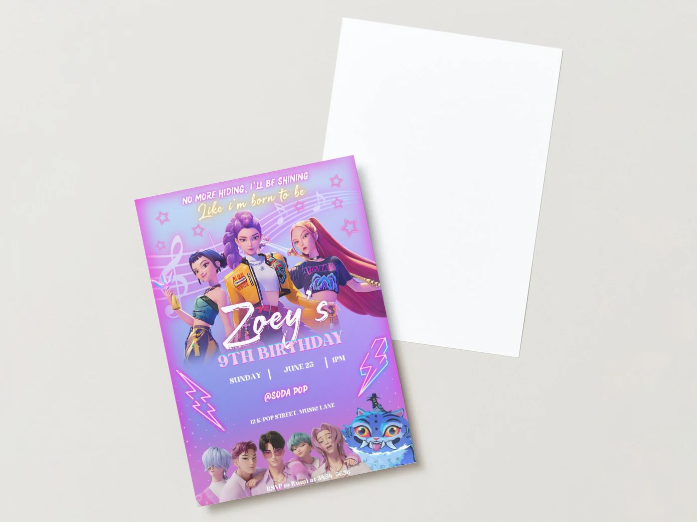 Kpop Demon Hunters Birthday Party, Birthday Party Invitation, Invitation Template, Printable Invite, Canva Editable
