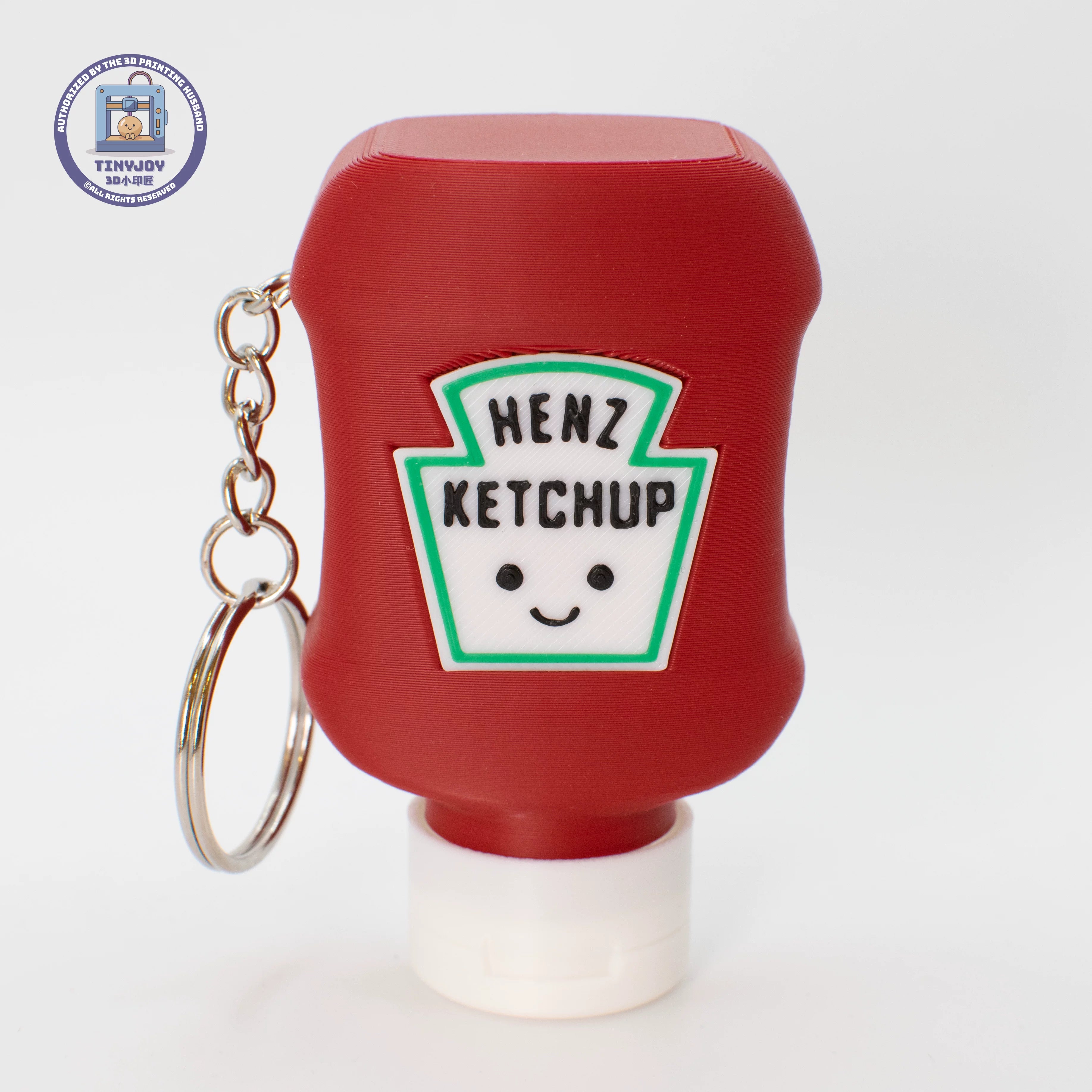 Little Printer 3D Printed Tomato Sauce and Mustard Sauce Decompression Button Toy, Cute Couple Keychain Ornament Gift