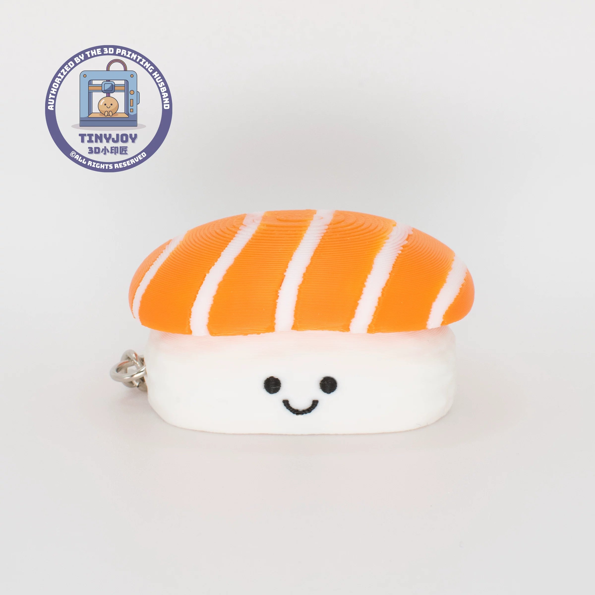 Little Printer 3D Printed Salmon Sushi Decompression Button Toy, Cute and Healing Couple Keychain Gift