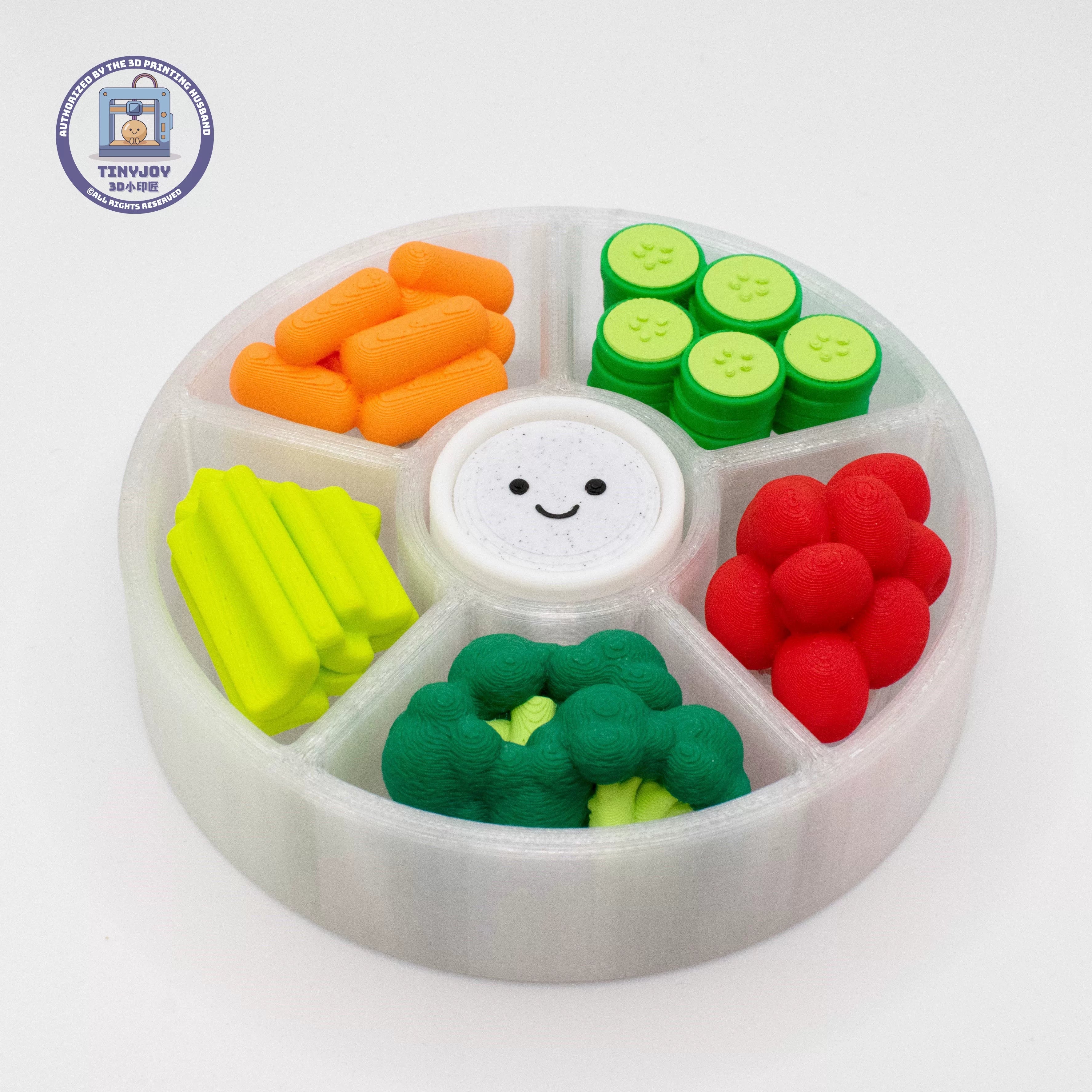 Little Printer 3D Printed Vegetable Plate, Salad Dish, Fruit Decompression Button Toy, Cute Ornament, Table Decoration, Custom Gift