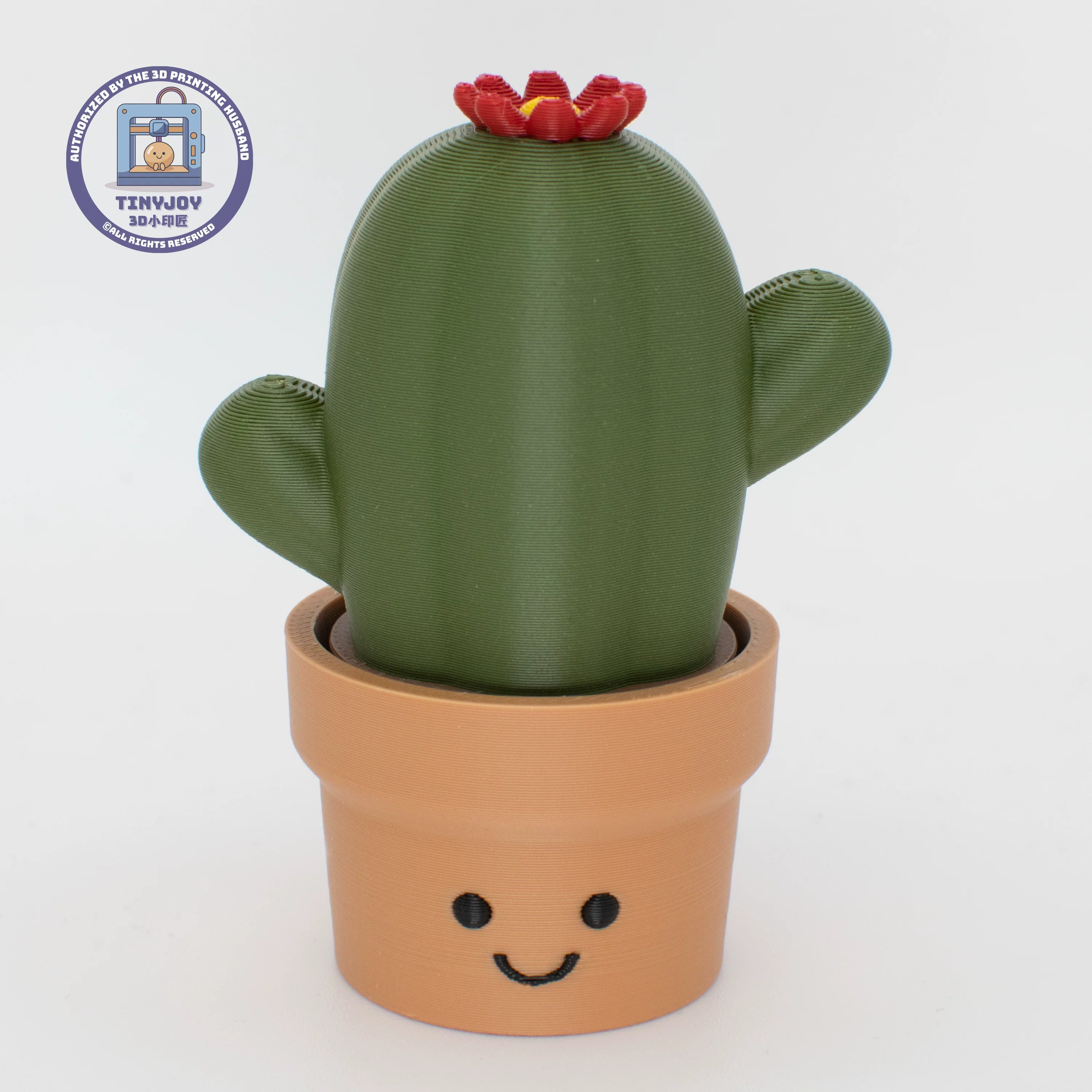 Little Printer 3D Printed Cactus Potted Plant Decompression Button Toy, Cute and Healing Desktop Ornament, Tester Gift