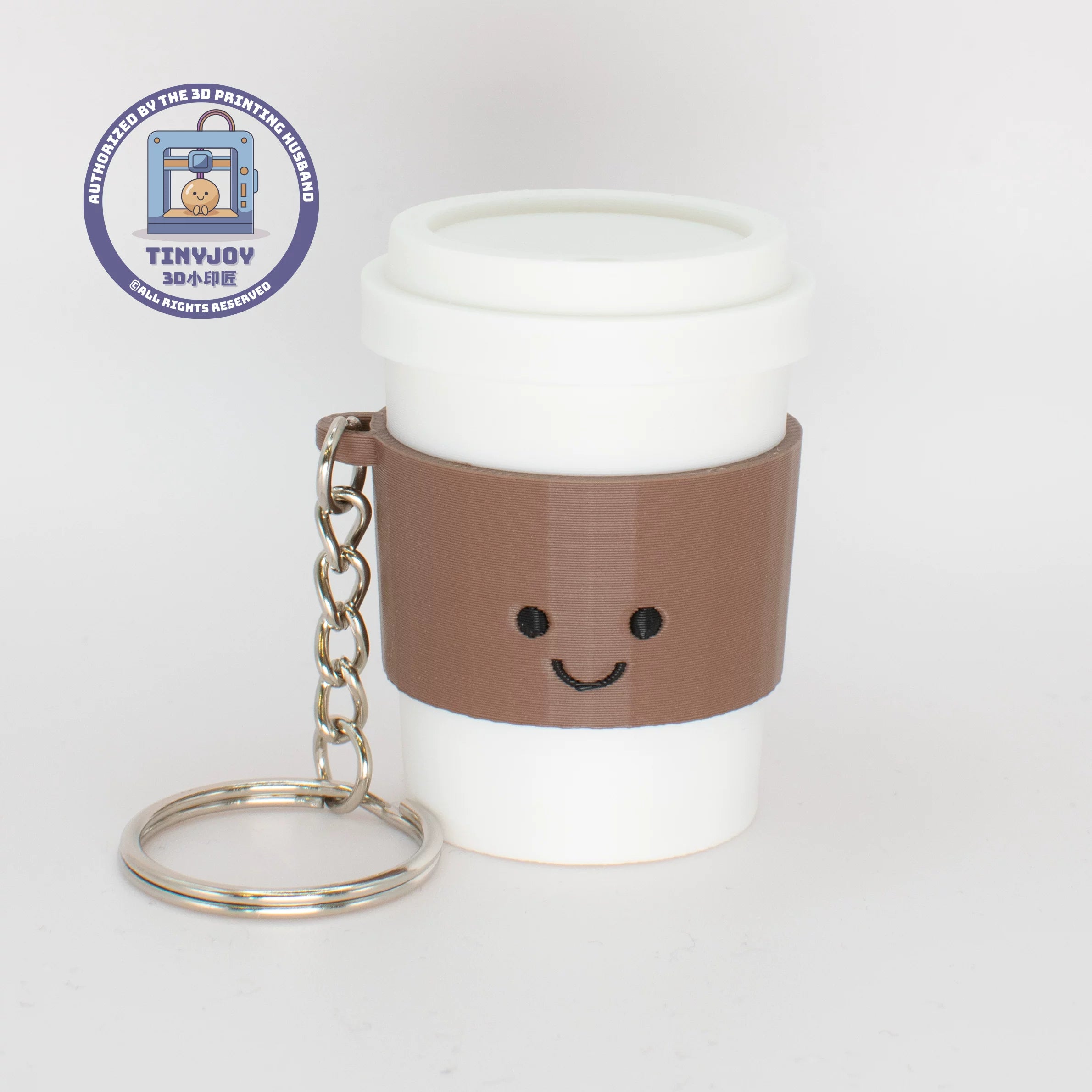 Little Printer 3D Printed Coffee Cup/Paper Cup Decompression Button Toy, Cute and Healing Couple Keychain Ornament Gift
