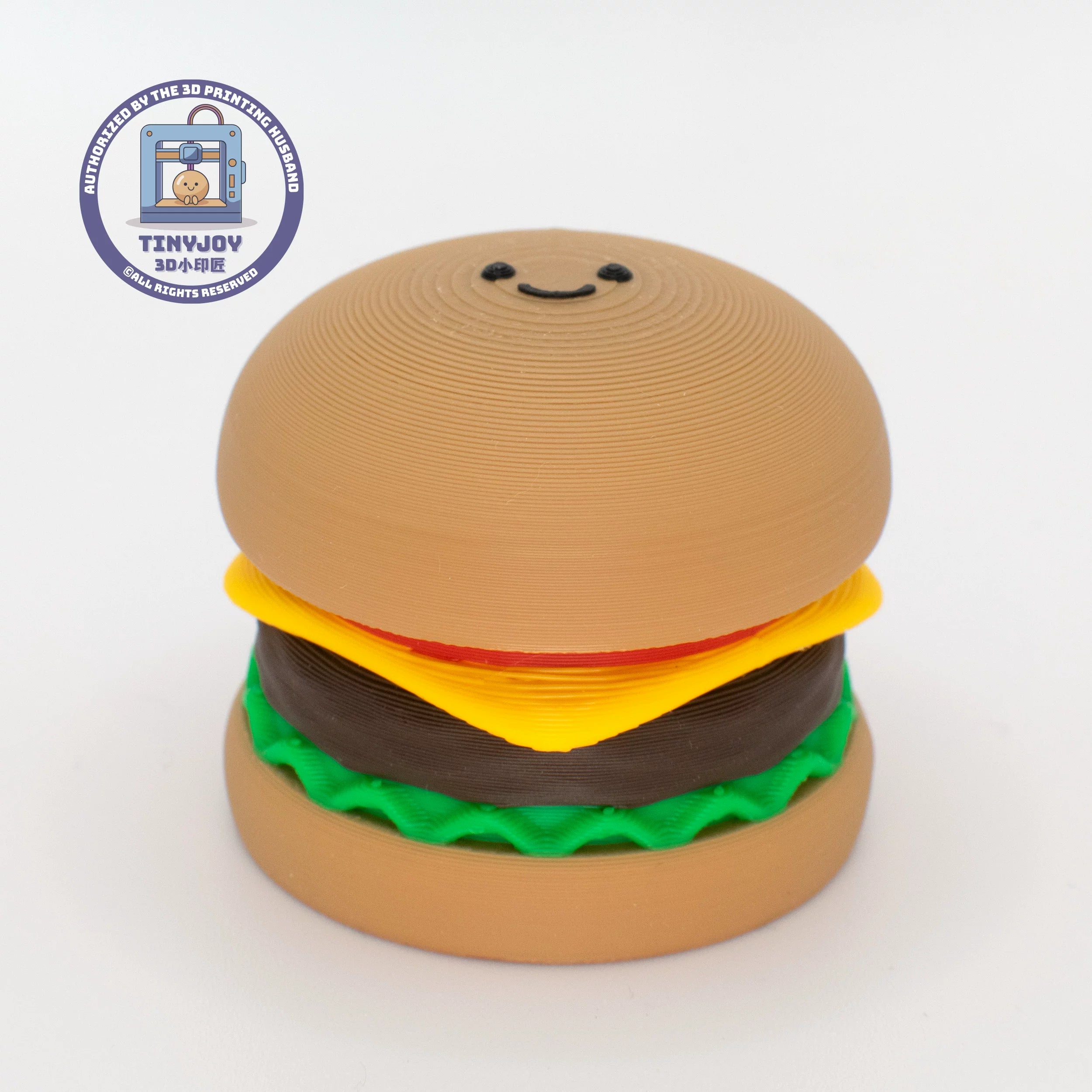 Little Printer 3D Printed Hamburger Beef Decompression Button Toy, Cute and Healing Couple Keychain Ornament Gift