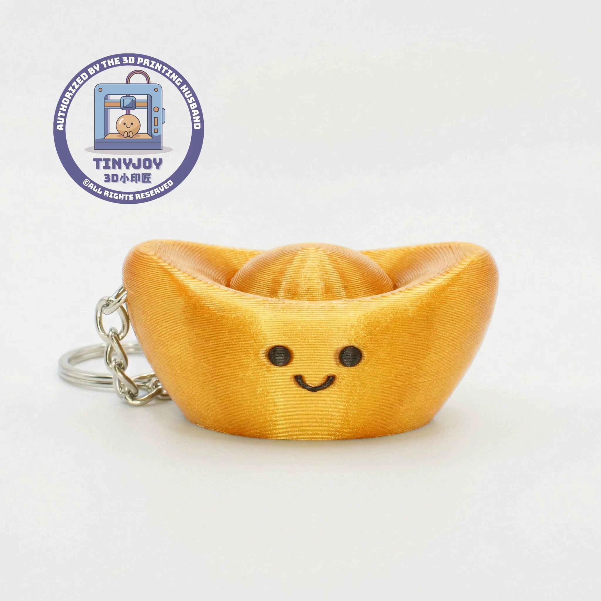 Little Printer 3D Printed Gold Ingot Spring Festival Decompression Button Toy, Cute Couple Keychain Ornament Gift