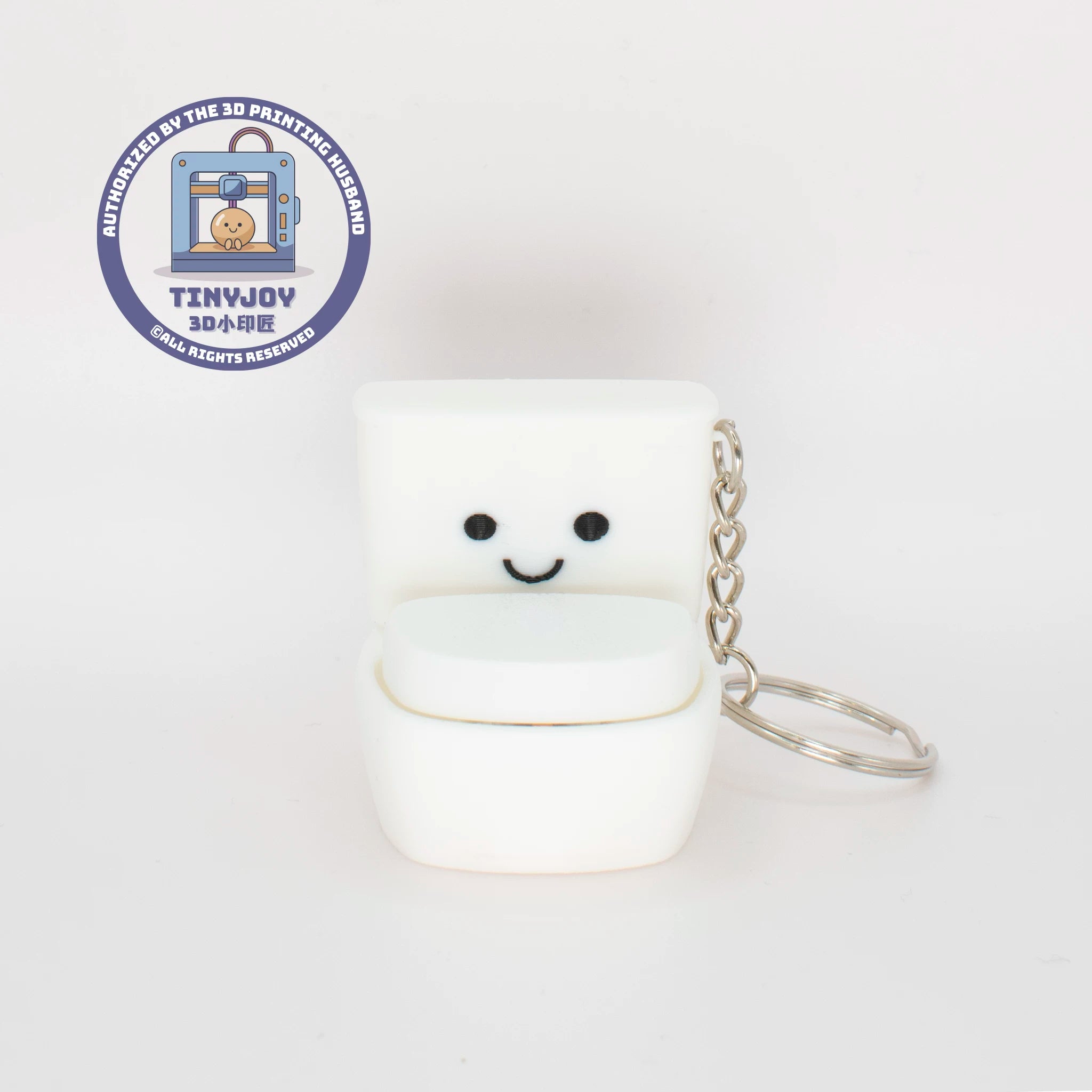 Little Printer 3D Printed Toilet Miniature Toy, Decompression Button Toy, Cute and Healing Couple Keychain Ornament Gift