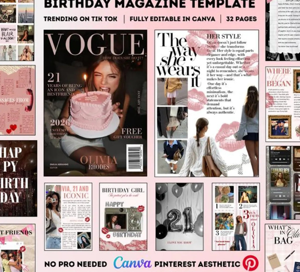 💕 Birthday Magazine Template – Make Her Day Unforgettable! 💕