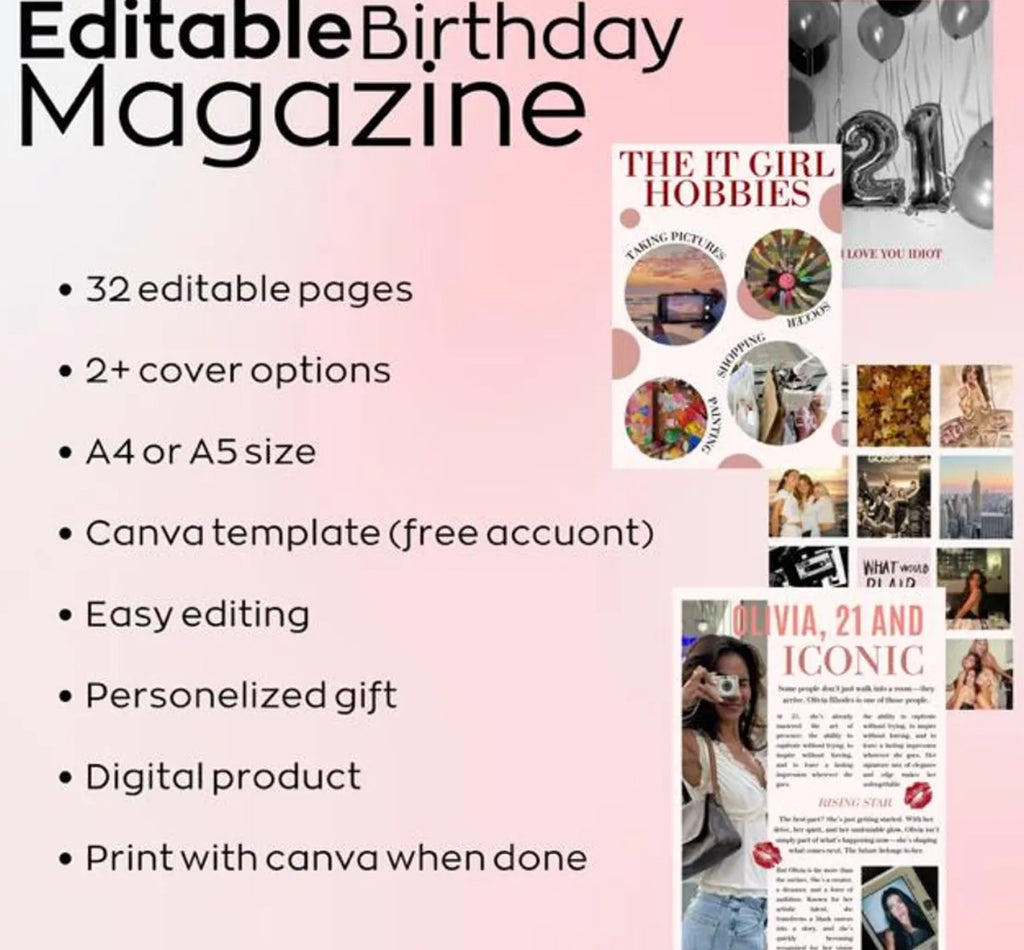 💕 Birthday Magazine Template – Make Her Day Unforgettable! 💕