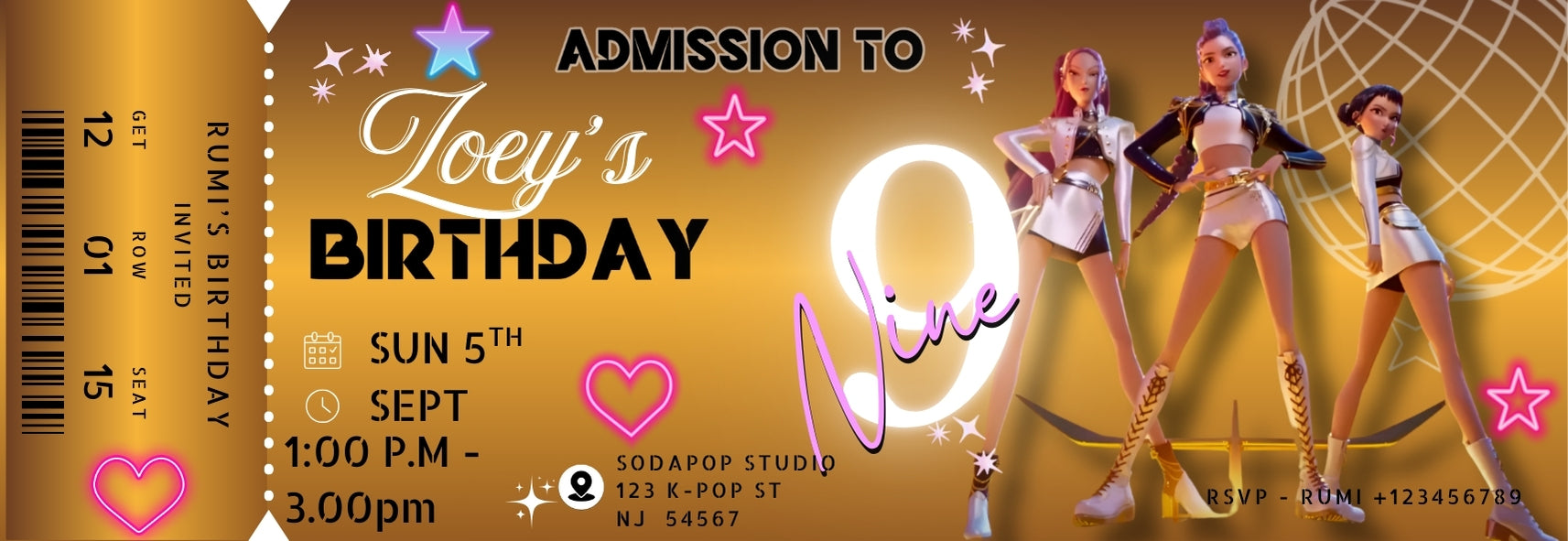 Huntrix Birthday Party Invitation , Kpop Demon Hunters Birthday Party, Invitation Template, Printable Invite, Canva Editable