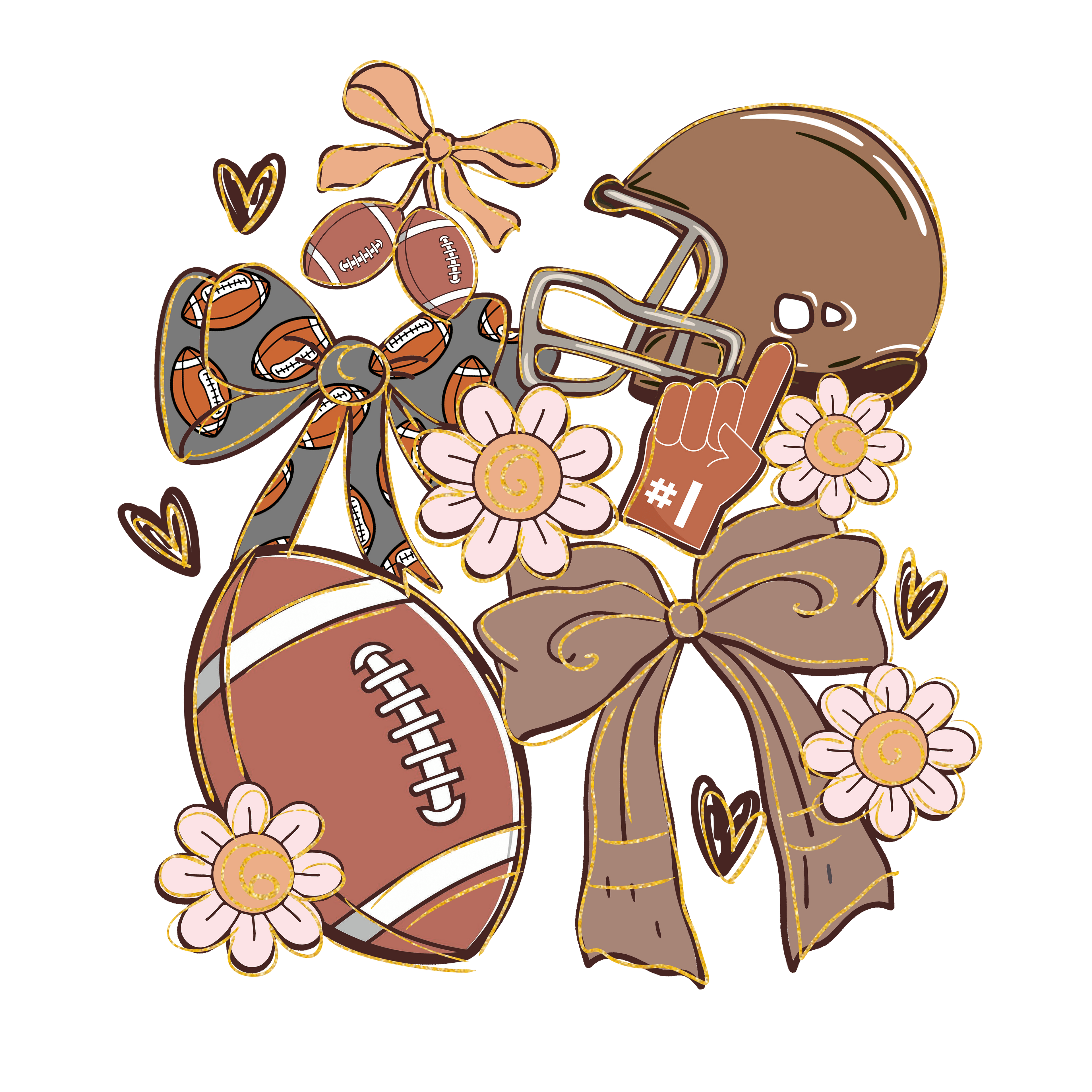 FOOTBALL COQUETTE PNG | Autumn Sublimation & Printable Designs Glitter