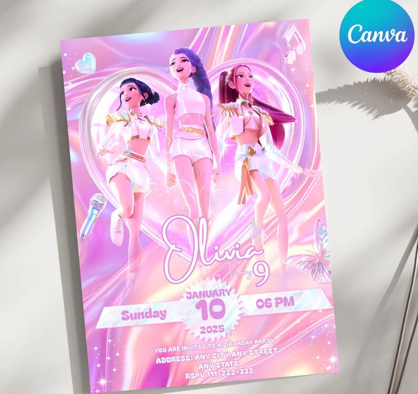 Last-minute party invite? Edit this Canva invitation in minutes and download instantly. Print at home or send digitally. Click to download.