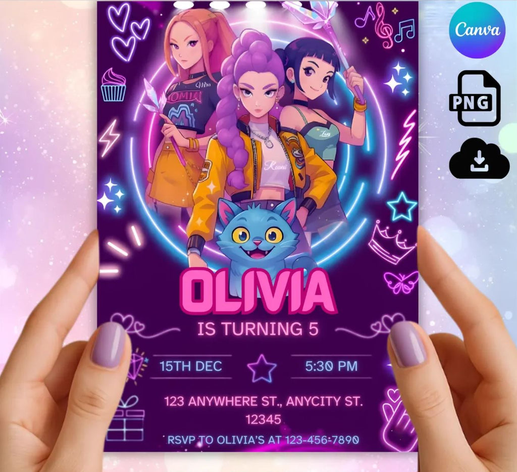 Editable K-pop demon hunters Canva Template” + “Instant Download