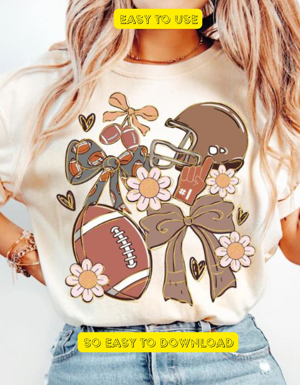 FOOTBALL COQUETTE PNG | Autumn Sublimation & Printable Designs Glitter