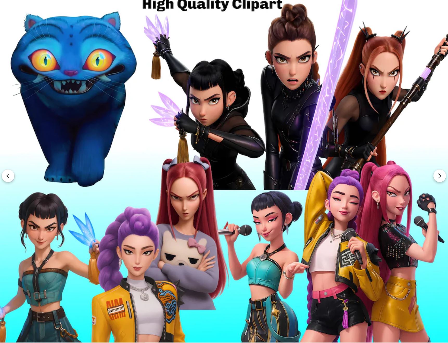 K-Pop & Demon Hunter PNGs | Anime Sublimation Designs Kpop Clipart, Huntrix PNG SVG Bundle with Kpop Alphabet, Demon Hunters Clipart Digital Files with Rumi, Mira, Zoey, and Saja Boys