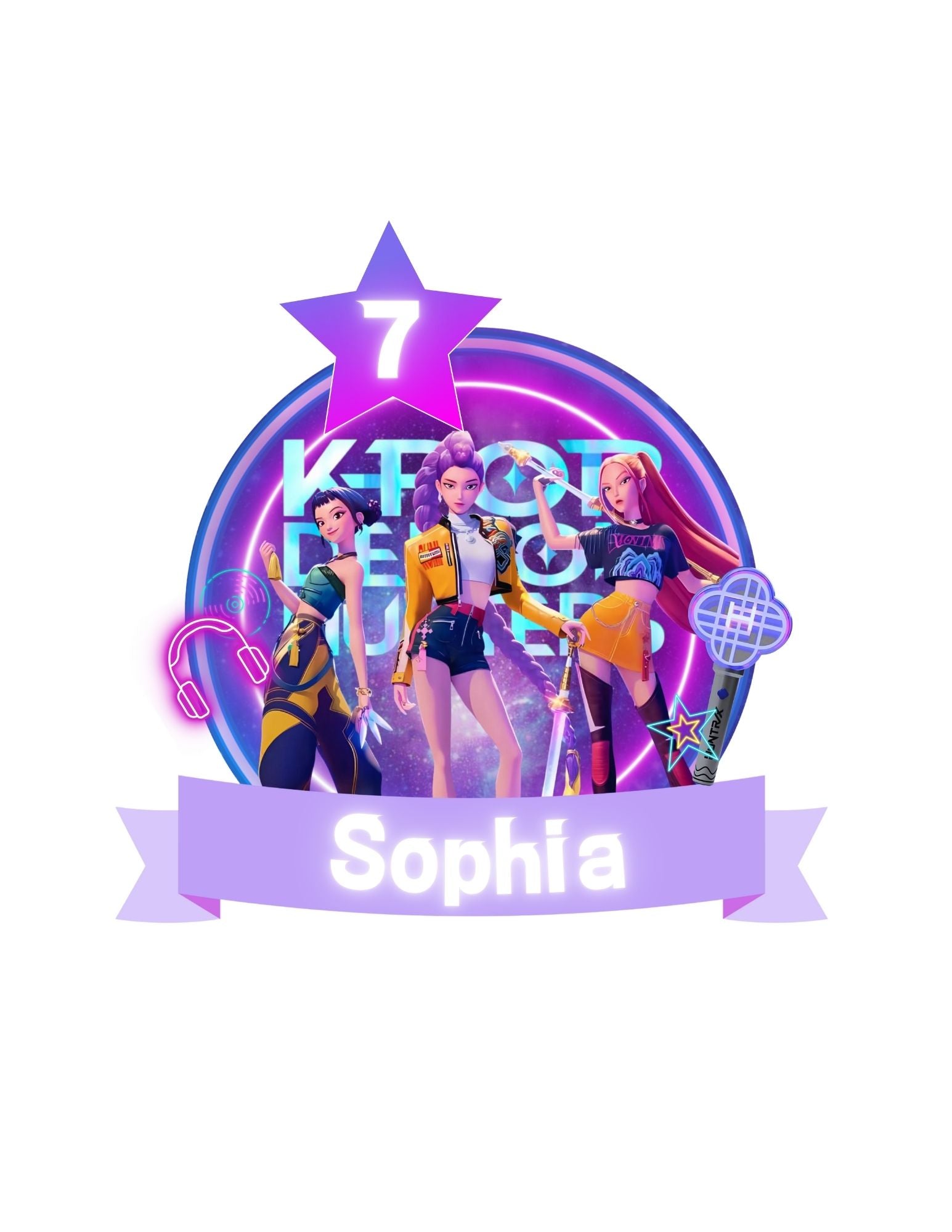 Kpop Demon Hunters Birthday Party, Birthday Party cake topper, ,Canva Template, Printable cake topper Canva Editable pdf