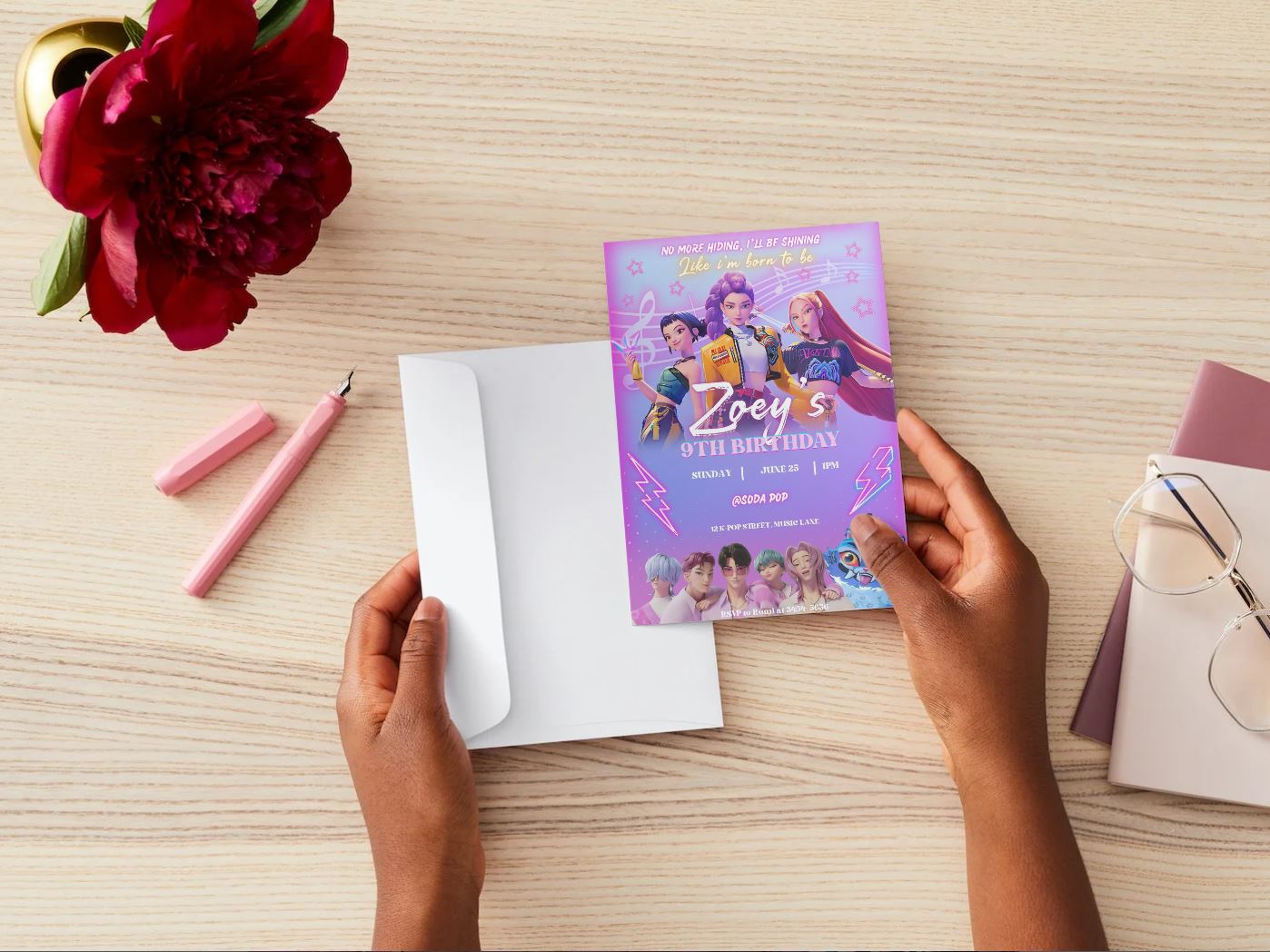 Kpop Demon Hunters Birthday Party, Birthday Party Invitation, Invitation Template, Printable Invite, Canva Editable