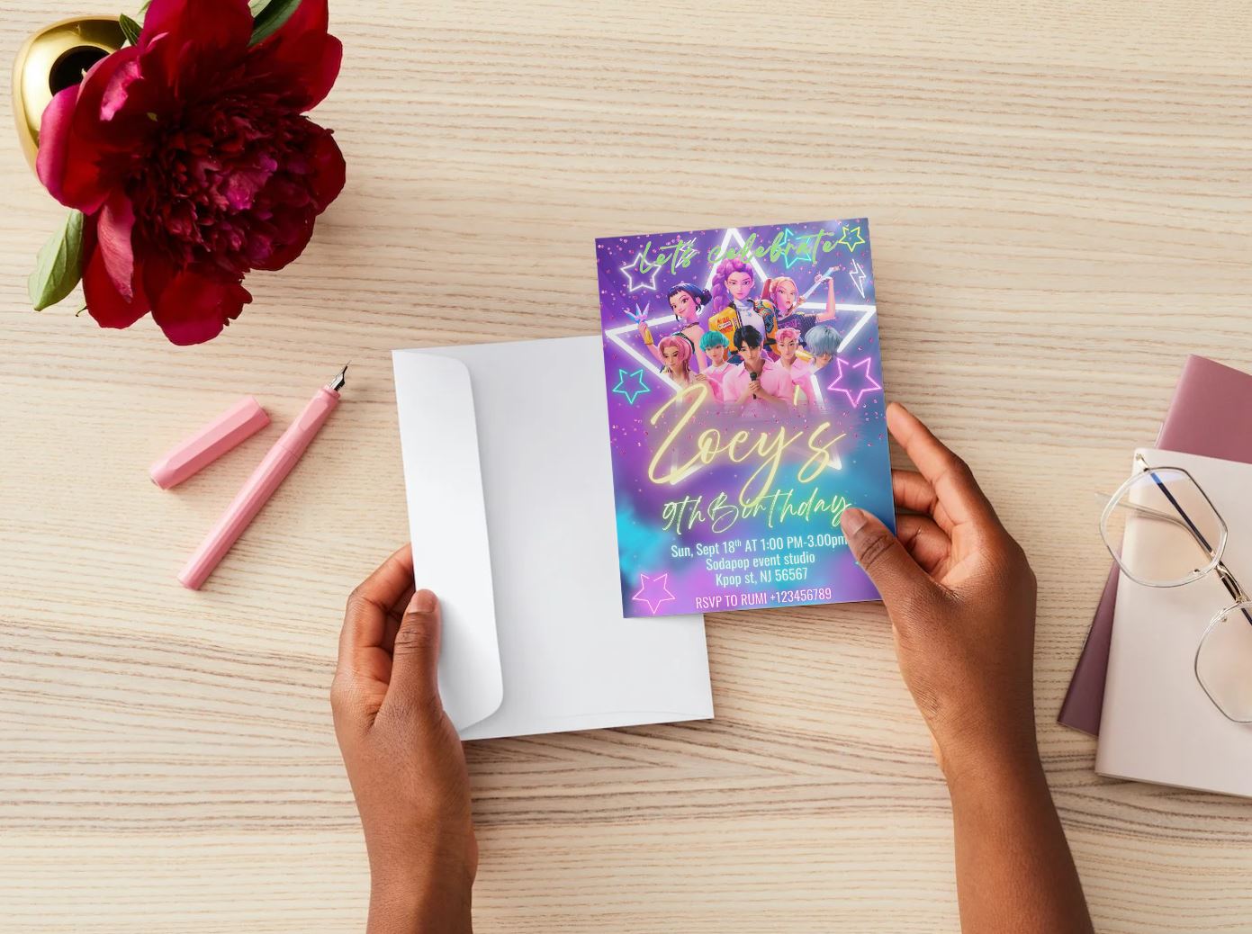 Huntrix Birthday Party Invitation, Kpop Demon Hunters Birthday Party, Invitation Template, Printable Invite, Canva Editable