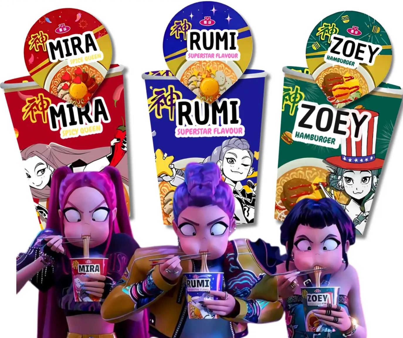 Kpop Demon Hunters, Cup Noodle Labels, Cosplay Party Huntrix Ramen, Kpop, Kpop party, Printable, Halloween party, Party decoration, Birthday