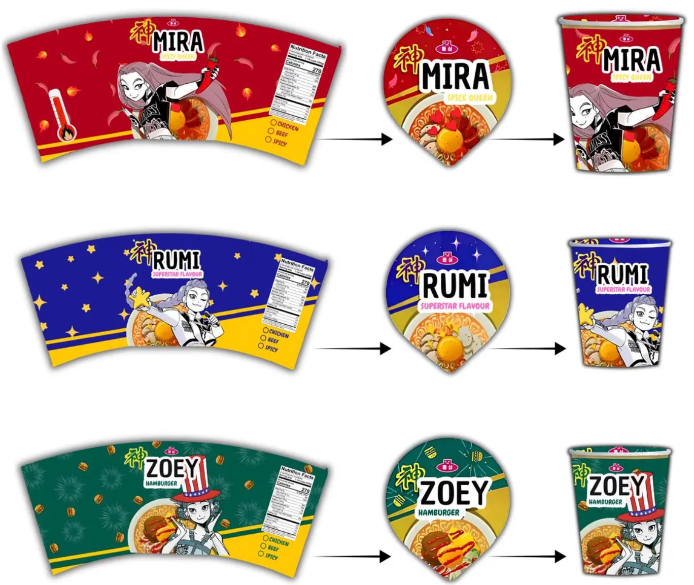 Kpop Demon Hunters, Cup Noodle Labels, Cosplay Party Huntrix Ramen, Kpop, Kpop party, Printable, Halloween party, Party decoration, Birthday