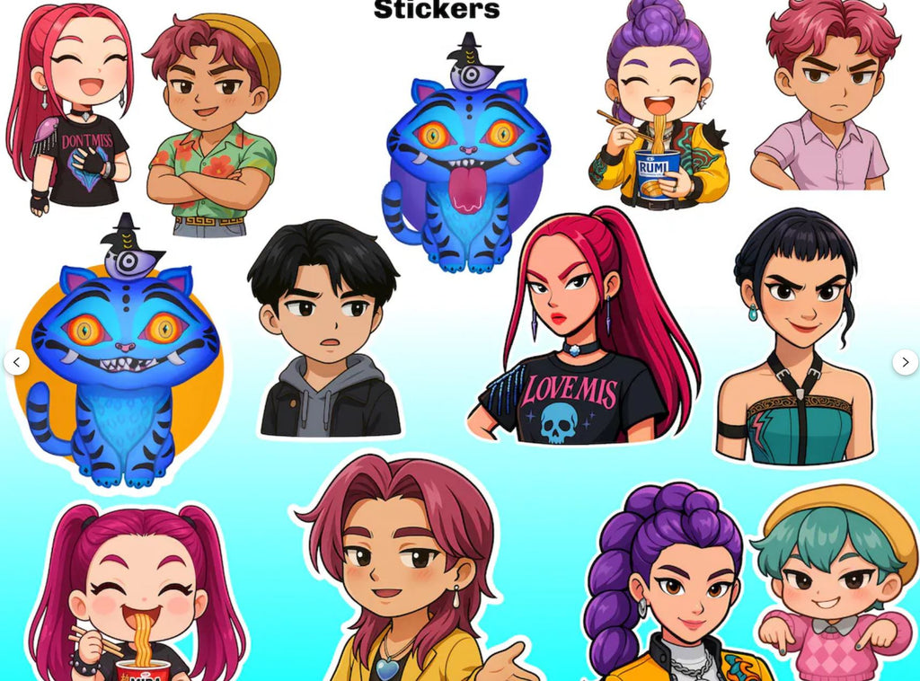 K-Pop & Demon Hunter PNGs | Anime Sublimation Designs Kpop Clipart, Huntrix PNG SVG Bundle with Kpop Alphabet, Demon Hunters Clipart Digital Files with Rumi, Mira, Zoey, and Saja Boys