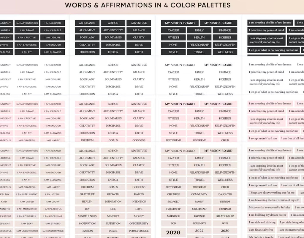 Vision Board Kit Printables 2026, Aesthetic Pictures, Images, Words, Visionboard for Women, Positive Affirmations, Manifestation