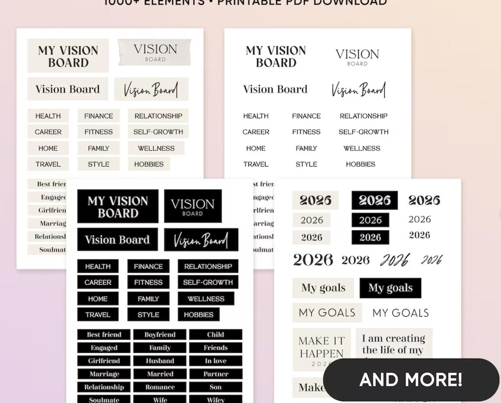 Vision Board Kit Printables 2026, Aesthetic Pictures, Images, Words, Visionboard for Women, Positive Affirmations, Manifestation