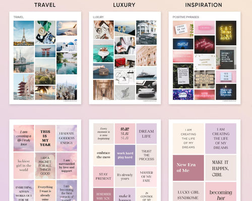FREE Vision Board Kit Printables 2026, Aesthetic Pictures, Images, Words, Visionboard for Women, Positive Affirmations, Manifestation